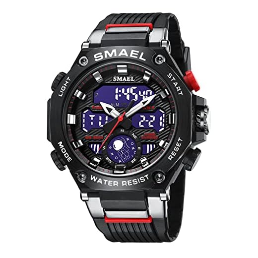 SMAEL Relojes Militares para Hombres Reloj Digital Militar Impermeable Cronómetro Táctico Al Aire Libre para Hombres,Negro