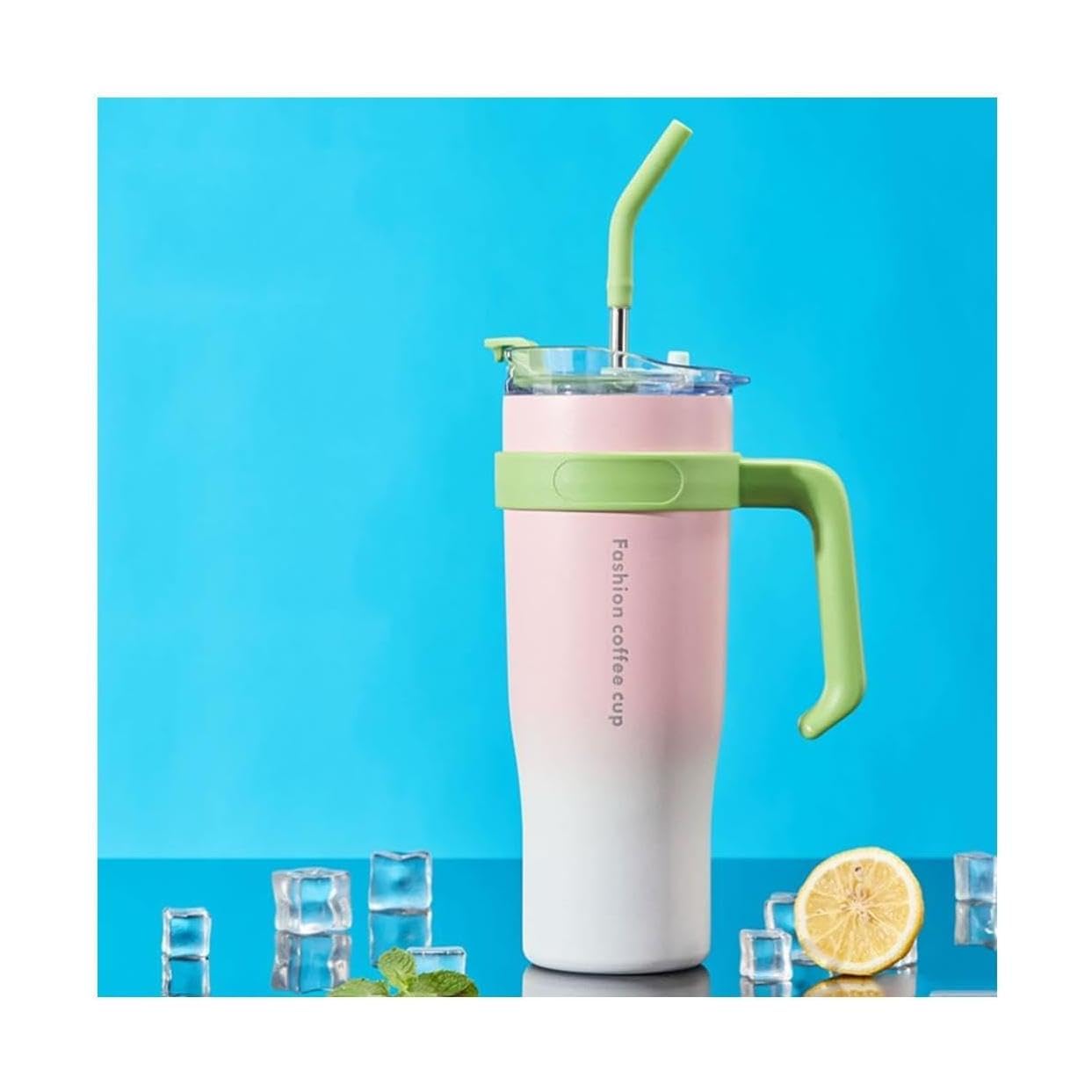 Tazza Termica Extra Large da 1250 ml con Coperchio e Cannuccia, Tazza da caffè Portatile da Viaggio in Acciaio Inossidabile 304