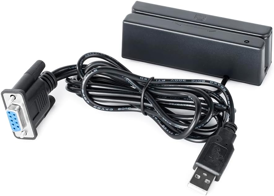 Msr100 RS232 Magnetic Card Reader, Mini 3 Tracks Hi/Lo Data Collector, Msr Stripe Programmable for POS Machine, Access Control, ID Verify