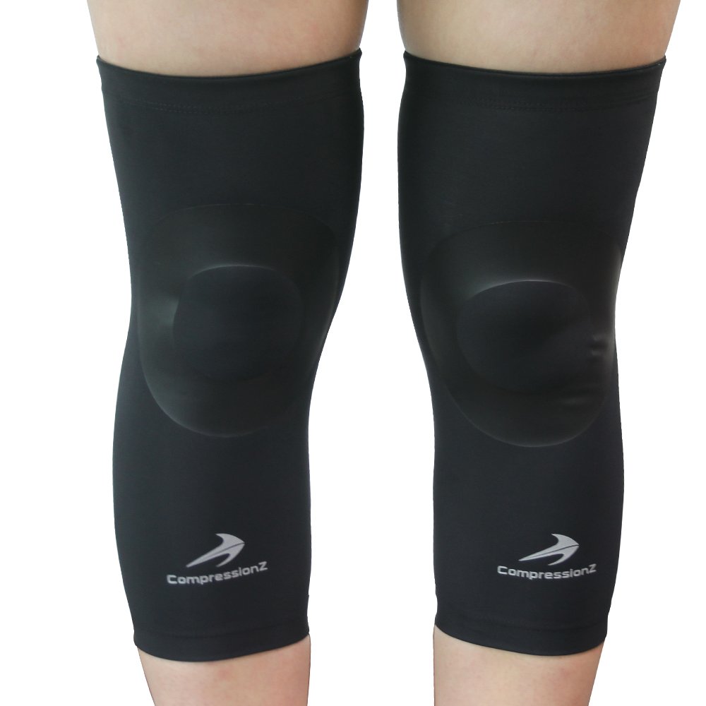 Compression Genoux Manches (1 Paire) CompressionZ - Meilleur Pour Hommes & Femmes Rotule Bandage Support Attelle - Course, Basket-ball, Football - Noir, S - 37-43cm