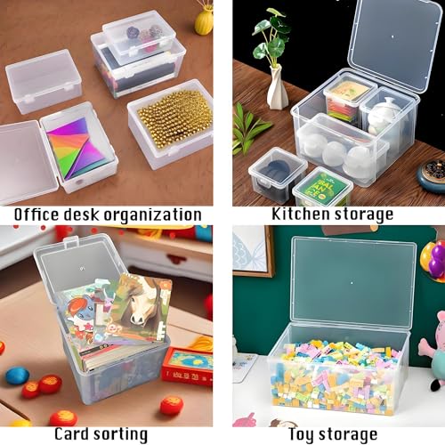 Image of Nail art toolbox Bead Organizers-8 Pcs Jewelry Organizers and Storage Plastic Storage Cases Mini Clear Bead Containers Transparent Boxes with Hinged Lid and Rectangle Clear Craft Supply Case