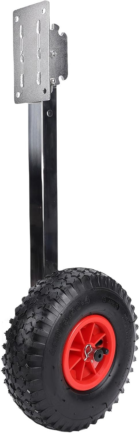 Boat Launching Wheels, 600 lbs Load Capacity Stainless Steel Transom Wheel with Inflatable Rubber Tires, 60 90 Locking Positions for Jon Boats Inflatable Boats Dinghy