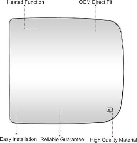 Miniatura 9 de Espejo calefactable superior derecho del pasajero para espejos de remolque Dodge Ram 1500 2500 3500 4500 5500 2009-2020, repuesto 68067726AA