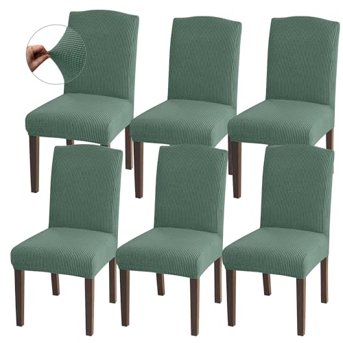 Granbest Lot de 6 housses de chaise de salle à manger jacquard haute extensibilité, ajustement universel, protections de chaise amovibles pour salle à...