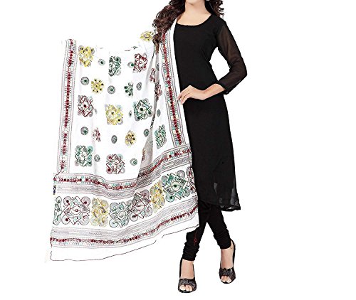 Image of Women's Phulkari Cotton Dupatta (WM51DUP White Free Size)