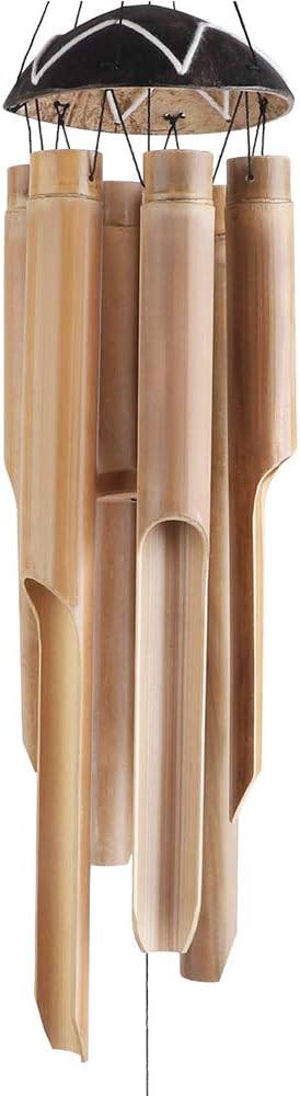 FunCee Handmade Bamboo Wind Chimes for Outside, 33 inch Large Coconut Top, Clearance & Deep Tune Wooden Windchimes, Home Decor for Outdoors & Indoors, Patio Lawn Garden