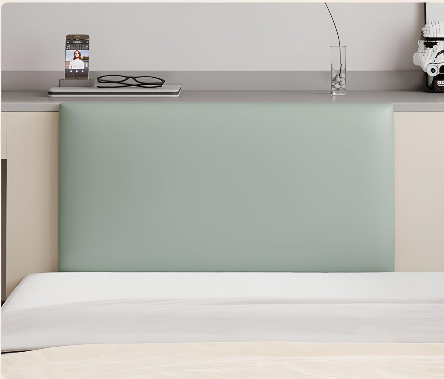 3D Thicken Upholstered Wall Panels PU Leather, Padded Wall Panels for Bedroom Easy Installation, Anti-collision, Peel and Stick Headboards for Bedroom, Children's Room, Hotel ( Color : Dark green , Si — image 1