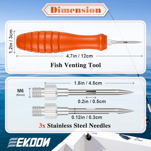 Image of Feekoon Fish Venting Tool, Venting Kit for Deep Sea Fishes with Stainless Steel Needle, Fishing Tackle for Saltwater Fishing Fish Release and Return (Patented)