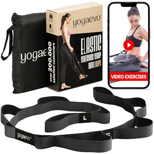 Yoga EVO Stretching Strap with Loops for Physical Therapy - Yoga Strap for Stretching - Hamstring Stretch Strap with 10 Loops - FlexStrap for Lower Ba