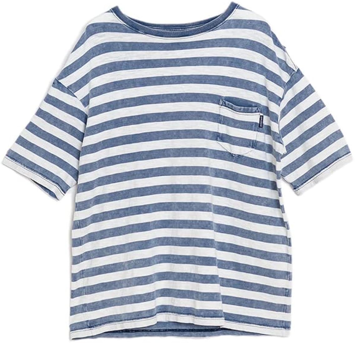 [APPLEBUM] アップルバム Bleach Indigo Border Pocket T-shirt 半袖 Tシャツ ボーダー柄 ライトブルー  L 2311130