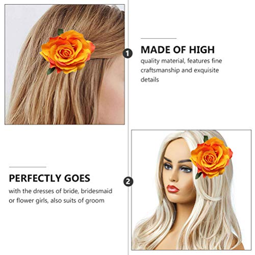 FRCOLOR 8Pcs Hairpin Hair Clips, Cloth Brooch Pin Bride Breastpins Hair Accessories (Orange), 10x4.8cm - Image 4