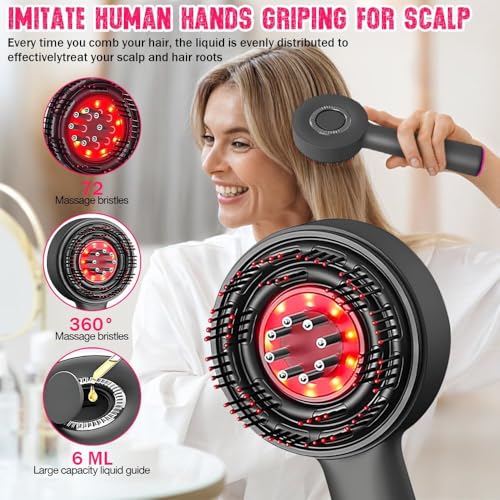 Image of Premium Head Scalp Electric Massager Comb | Scalp Massaging Brush with 3 In 1 Hair Oil Applicator | IPX7 Waterproof,Portable Deep Massager For Hair & Head Relaxation at Home | Shiatsu Massage for Hair Growth /Stress Relax (Red)