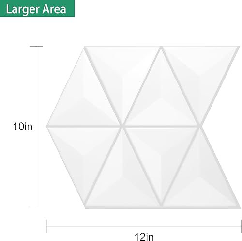 Miniatura 6 de Protector contra salpicaduras para cocina, calcomanías triangulares 3D para azulejos de cocina, diseño de diamante, 10 hojas (blanco).