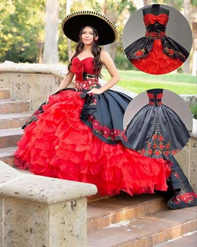 Applique Satin Quinceanera Dresses Ball Gown Strapless Sweet 16 Dresses Organza Sparkly Evening Gown2