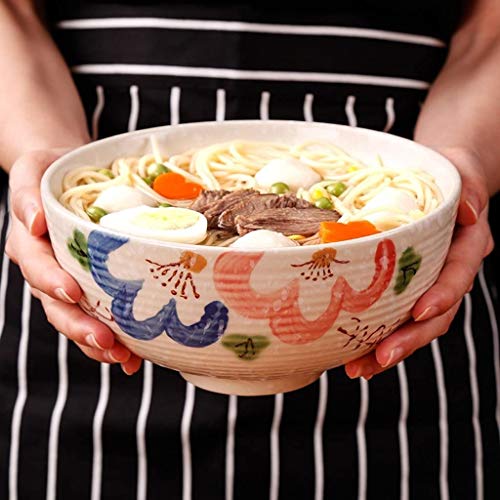 ERoomQ Pasta Bowls Beef Ramen Bowl Bowl 7.5-inch Threaded Tableware Household Noodle Soup Bowl Salad Bowls,