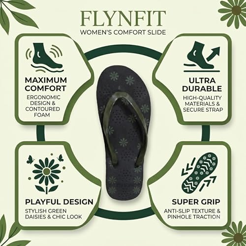 Image of Women's Flip Flops, Red Color,Floral Print, Casual Slippers