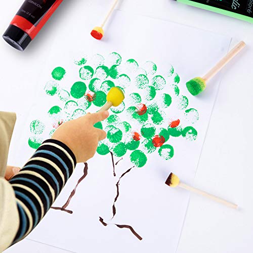 image for AVIDE 48Pcs Assorted Size Round Sponges Brush Set - Paint Tools for Ki