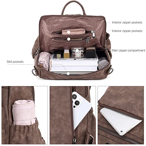 Image of CLUCI Backpack Purse for Women Fashion Leather Designer Travel Large Ladies Shoulder Bags with Tassel, Two-toned Coffee, Large