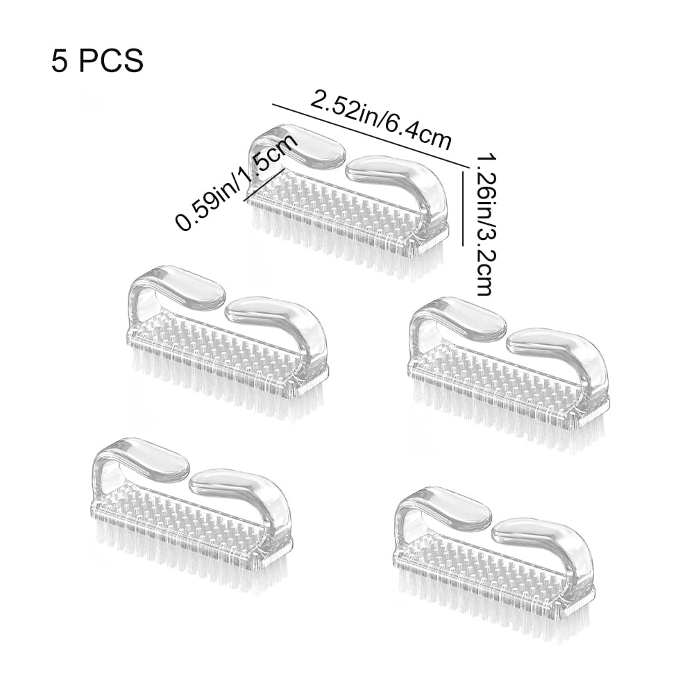 CHAOYUELYF 5 Pcs Nail Brushes For Cleaning Nails Transparent Nail Dust Brushes Handle Nail Scrubbing Brushes for Toes and Nails Cleaning - Image 2
