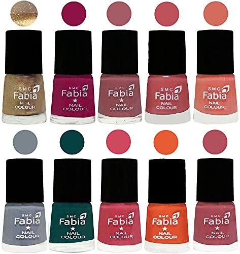 Image of ALL IN ONE (PACK OF 10), Long Lasting Glossy Nail Polish, 6 ml Each, All Vibrant Colours,01909