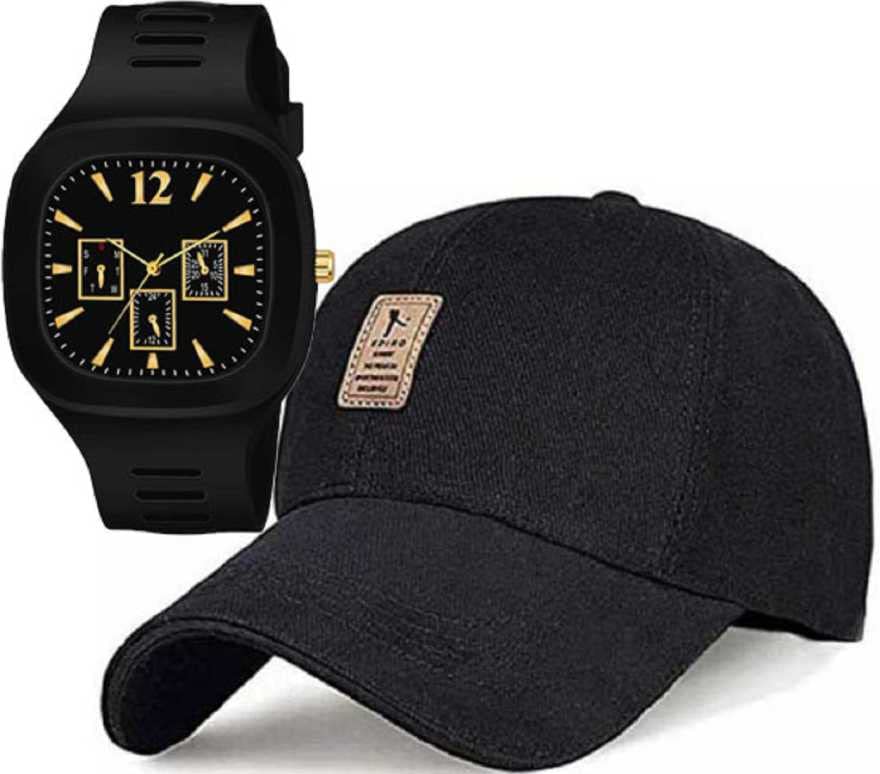 SELLORIA Black dial Square Shape Watch for Boys EDIKO Baseball Cap + Analog Watch Cap (Pack of 2) (B09S6PVF1P) Amazon Price History, Amazon Price Tracker