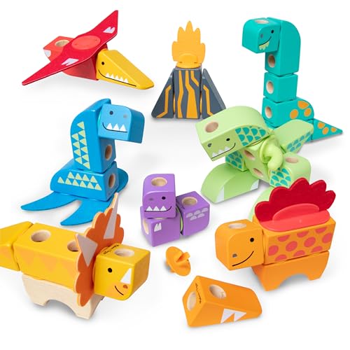 Melissa & Doug Blockables Dinosaur Wooden Building Block Toy Set