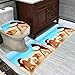 FGHJSF Badezimmermatten und Teppiche Strandpuppe 3-teiliges Badteppich-Set Toilettensitzbezug und -vorleger, Badezimmer-Garnitur, U-förmiger Teppich, Matte