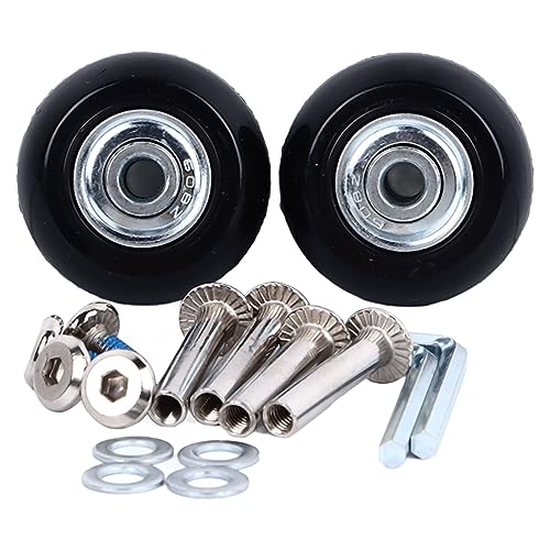 Suitcase Caster, Rubber Metal Sturdy 2Pcs Luggage Suitcase Wheels with Screws Axles for Repair (1.57x0.71in)