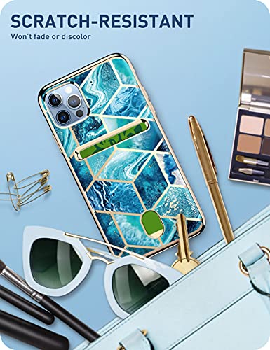 Image of i-Blason Cosmo Wallet Case for iPhone 13 Pro 6.1 inch (2021 Release), Slim Designer Wallet Protective Case with Card Holder Ocean