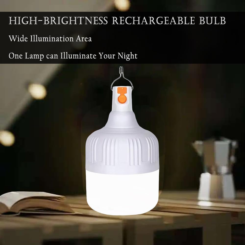 Lot de 2 lampes solaires LED pour tente de camping, 4 000 mAh, 3 modes, rechargeable par USB, lumière portable à suspendre, pour la pêche, les urgences, la cour, le jardin, 4 affichages de puissance