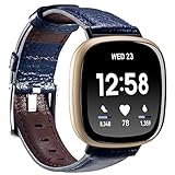Leather Bands Compatible with Fitbit Versa 3/ Fitbit Sense,Soft Replacement Band Wristband Leather A