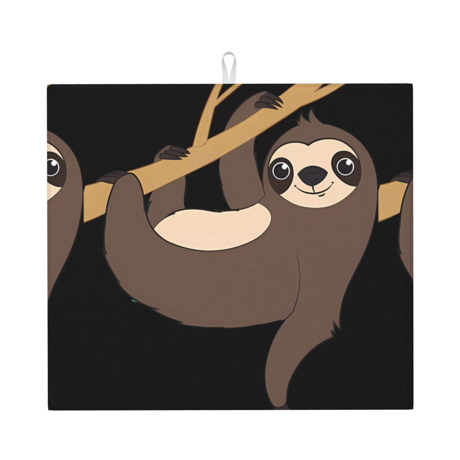 YYHWHJDE Sloth Prints Kitchen Drying Mat – Absorbent Microfiber Throw for Dishes, Non-Slip Counter Cover, Quick-Dry Layer with Durable Construction
