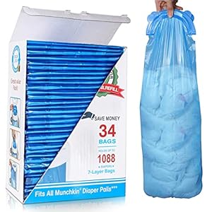 Diaper Pail Refill Bags, 1088 Counts, 34 Bags, Fully Compatible with Arm&Hammer Disposal System