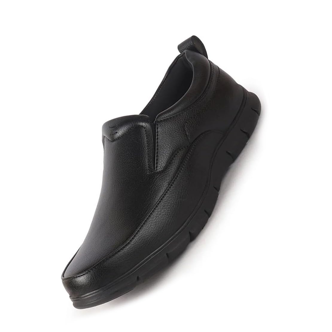 Men Premium Finish Round Toe Formal Slip-On Shoes | Comfort Office Loafers with Memory Cushioned Insole | Broad Feet Ultra Lightweight Anti-Skid Sole-image-2