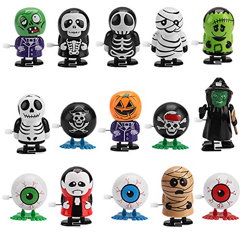 Dokeawo Halloween Wind Up Toys, 15 Pcs Halloween Toys Halloween Goody Bag Filler Novelty Jumping and Walking Toys Trick or Treat Bags Supply for Child Kids Party Favors