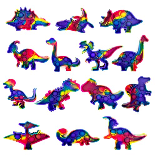 Image of 14 Pack Dinosaur Pop Fidget Toys Bulk Party Favors for Kids, Sensory Bubble Poppers ABC Alphabet Learning and Educational Toys Goodie Bags Stuffers Students Classroom Prizes Sensory Toys
