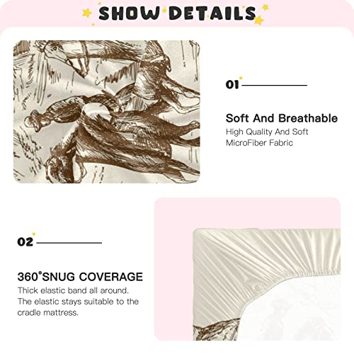 Western Desert Cowboy Crib Sheets For Boys And Girls, Fitted Baby Crib Sheets Soft And Breathable Mini Crib Sheets 52 X 28 Inches #TOP3