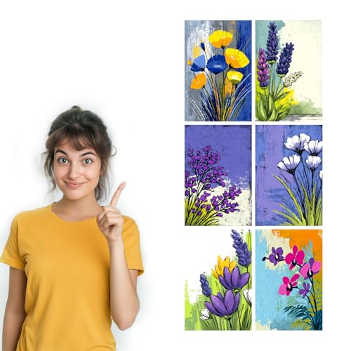 Image of SiddArtify Floral Wall Art Prints Set - Abstract Botanical Poster Decor for Living Room Bedroom Office - 8x12 Sticker Pack of 6