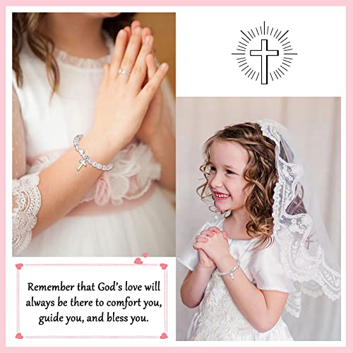 UNGENT THEM Girls Cross Heart Bracelet, Baptism First Communion Easter Confirmation Birthday Christmas Gifts for Granddaughter Daughter Niece Teen Girls4