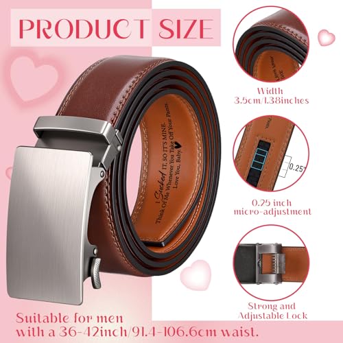Image of Mens Belt Personalized Engraved I Sucked It So Its Mine Belt Leather Slide Ratchet for Husband Wedding Dress Casual