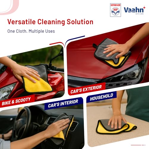 Image of HP Vaahn Microfiber Cloth | Ultra Absorbent, Lint-Free Car Cleaning & Drying Towel | High-Density, Reusable & Eco-Friendly (40x40 - Double-Sided)