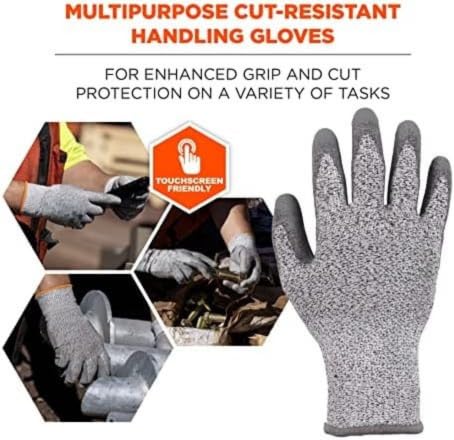 Image of Industrial, Civil, Woodworking, Machanical Cut-Resistant Gloves - PU Palm Coated, HPPE /Fiberglass Core - Lightweight, High Dexterity Safety Gloves for Warehouse (1 Pair, Cut Level 3)