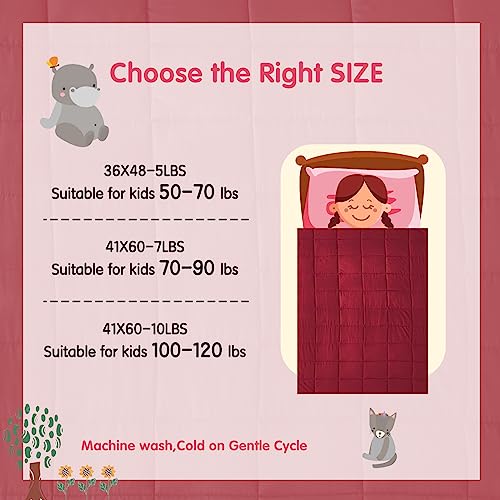 Image of yescool Weighted Blanket (7 lbs, 41 inch x 60 inch, Red) Cooling Heavy Blanket, Perfect for 60-90 lbs, Breathable Throw Blanket Gifts with Premium Glass Bead, Machine Washable