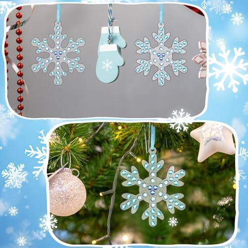 Civaner 24 Sets Snowflake Suncatcher Craft Kits Winter Window Arts and Crafts DIY Make Your Own Suncatcher Hanging Ornament for Winter Xmas Home Activity Party Favor - 4
