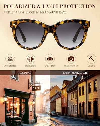 Image of Joopin Oversized Cat Eye Sunglasses Polarized UV Protection Retro Round Sun Glasses Shades for Women Driving Beach Vacation