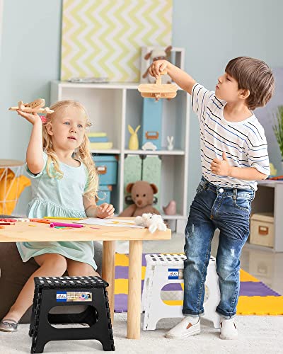 Image of ACKO 11 Inch Folding Step Stool, Non-Slip Foldable Step Stools up to 300lbs for Kids and Adults, Portable Lightweight Collapsible Stool with Handle, for Kitchen Bathroom, White