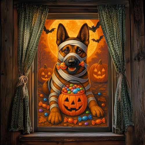 Vinilo decorativo Halloween con perro momia 31x47 pulgadas miniatura 6