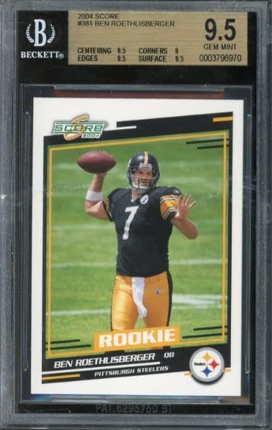 Ben Roethlisberger 2004 Score Rookie Football Card #381- Gem Mint 9.5! (BGS) - Unsigned Football Cards