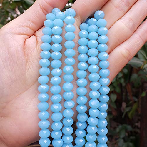Image of 700pcs Czech Faceted Rondelle Crystal Glass Beads 8mm Bulk Blue Turquoise Opal