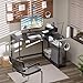 Pamray 43 Inch L Shaped Computer Desk with Reversible Side Storage Shelves, Small Corner Desk for Small Space Home Office,Writing Study Table Gaming PC Desk for Bedroom,Black